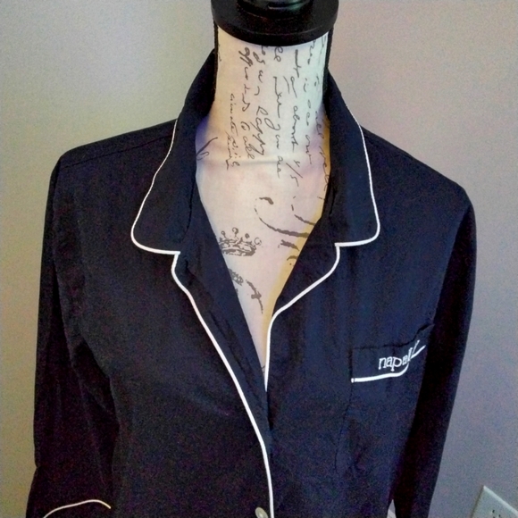 J. Crew Mercantile Navy Blue & White "nap all day" Sleep Shirt - M - Picture 2 of 8